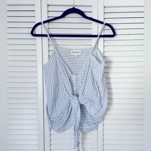 Olive + Oak Crop Tie Blue Stripe Spaghetti Strap Tank